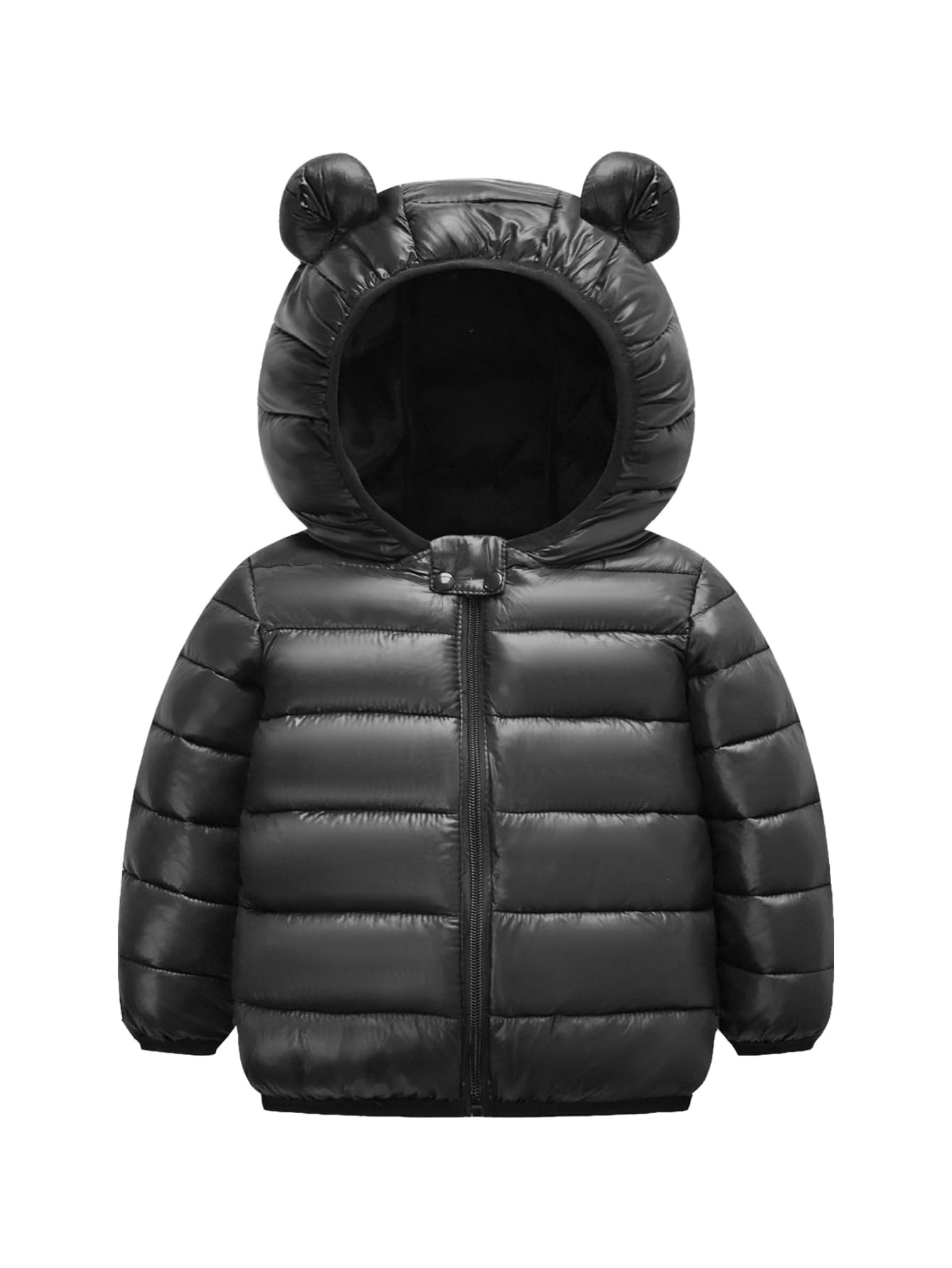 Toddler Baby Girl Winter Puffer Jacket Coat Hooded Light Weight Padded Outwear Black 3-4T