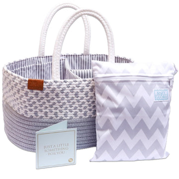 Baby Glory Unisex Diaper Caddy Organizer With Diaper Wet Dry Bag, Greeting Card And Ribbon For Baby Boy & Girl, Portable Cotton