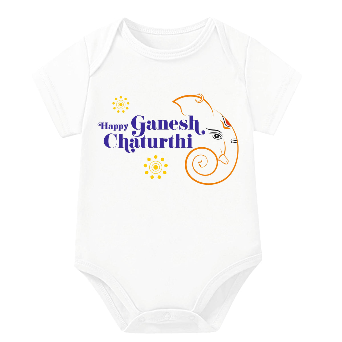 Lillypupp Happy Ganesh Chaturthi Dress For Baby Boy Girl| Ganpati Special Unisex Cotton Romper For New Born Baby Clothes.