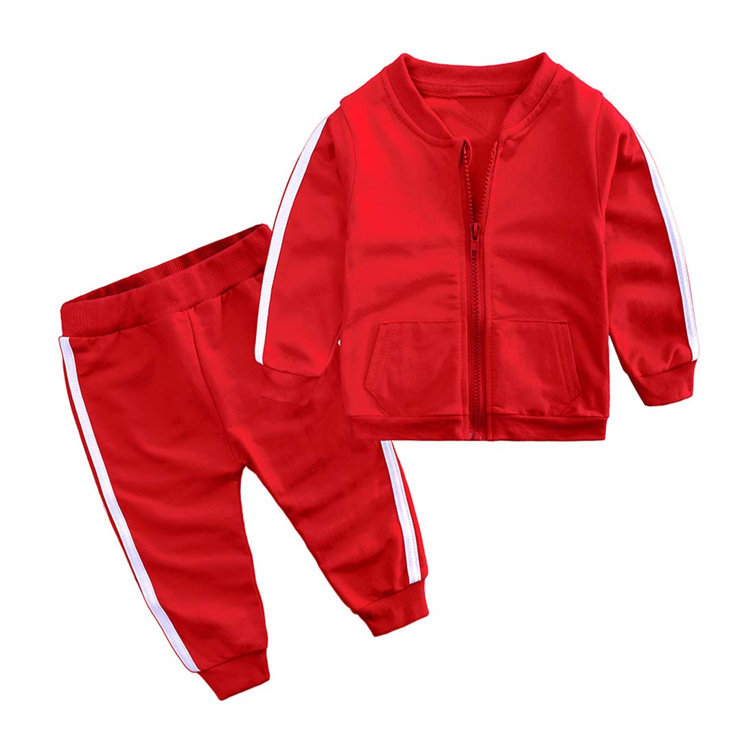 Zfttzymx Baby Boys Girls Cotton Tracksuit Sweatshirt Top + Sweatpants Zipper Coat Outfits Set