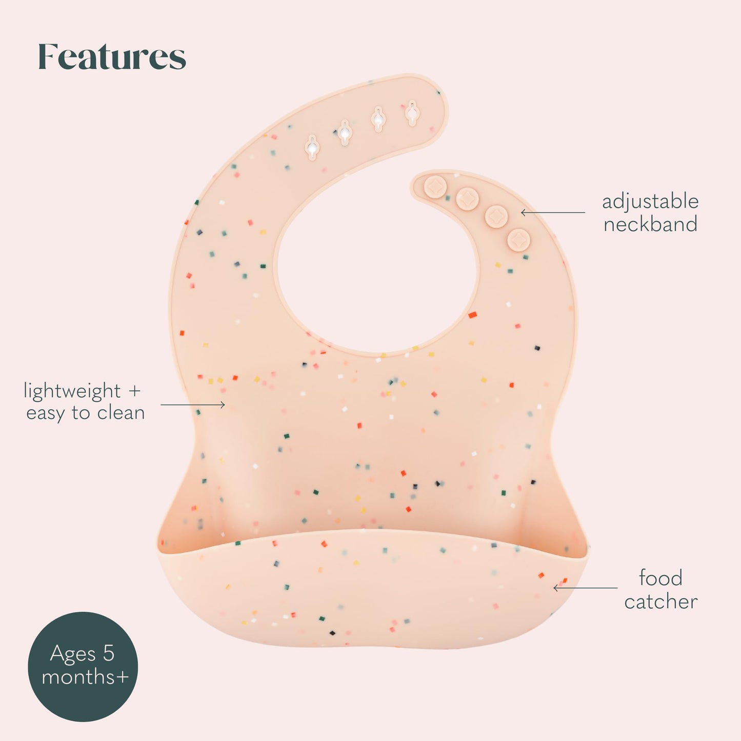 Ava + Oliver Waterproof Silicone Bib Set With Adjustable Neck Closure - Durable Silicone Bibs For Babies - Set Of 2 (Guava Confe