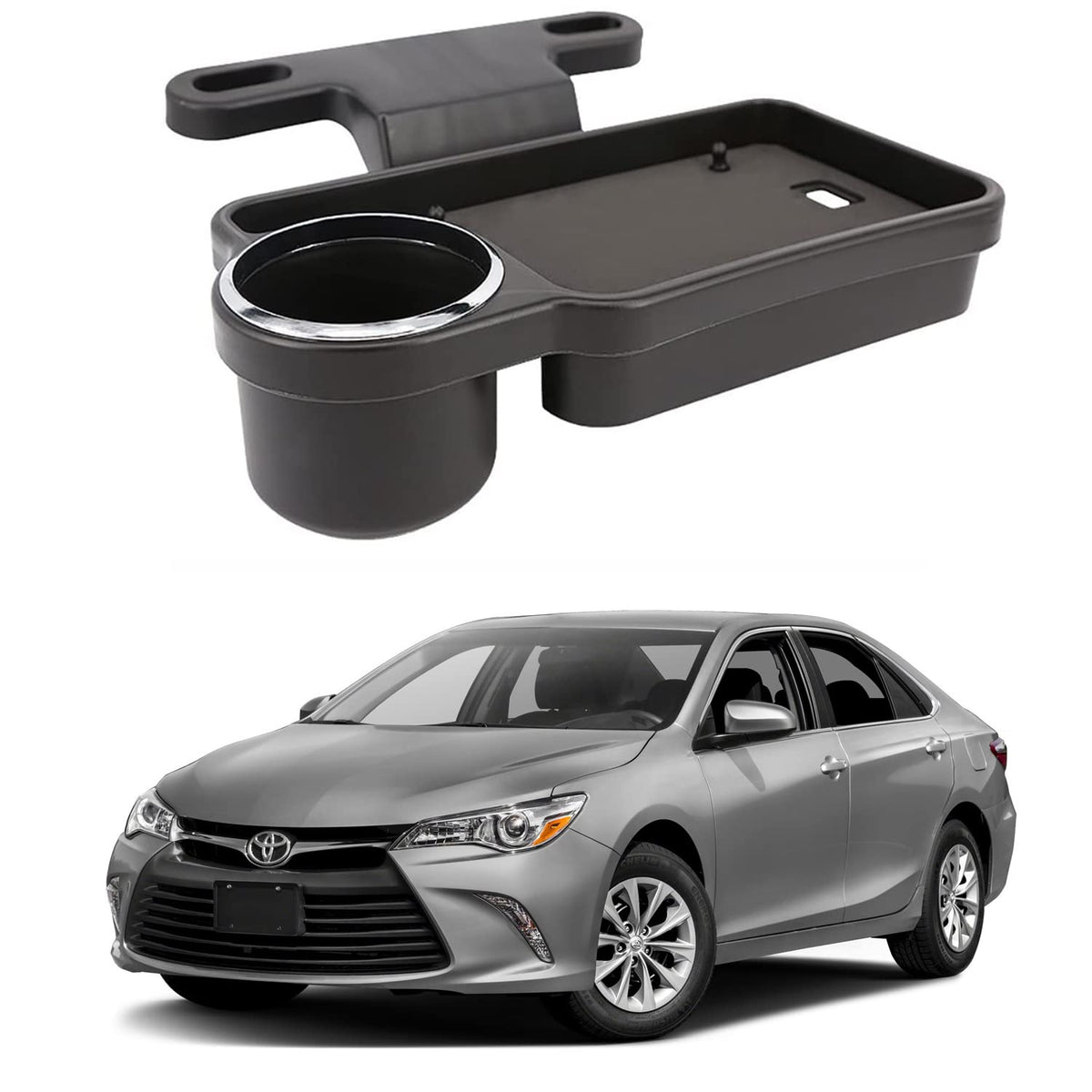 Oshotto (FT04) Foldable Car Auto Headrest Rear Back Seat Table Drink Food Cup Tray Holder Compatible with Toyota Camry  Black