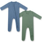 Hapiu Bamboo Rayon Footies, 2-Pack,Moonlight Blue  Dark Forest Green,6-12 Months
