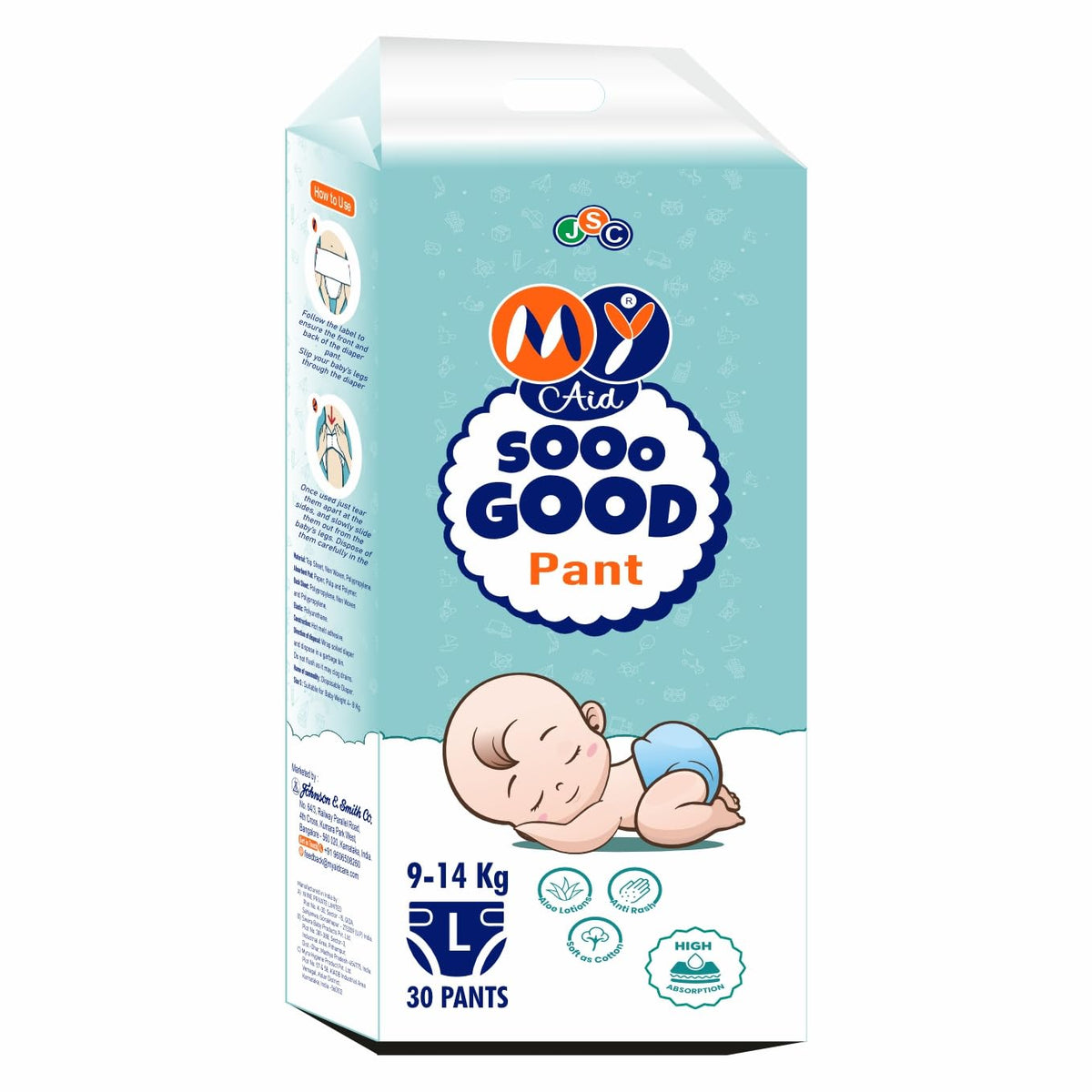 Myaid High Absorption Sooo Good Baby Diaper Pant, Large Size (914 Kg), Soft, Comfortable, LeakProof With Odour Lock & Fast Abs
