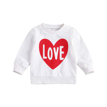 Valentines Day Sweatshirt Toddler Baby Girl Valentines Day Outfit Heart Pullover Sweater Shirt Tops Casual Clothes (D-Love Red H