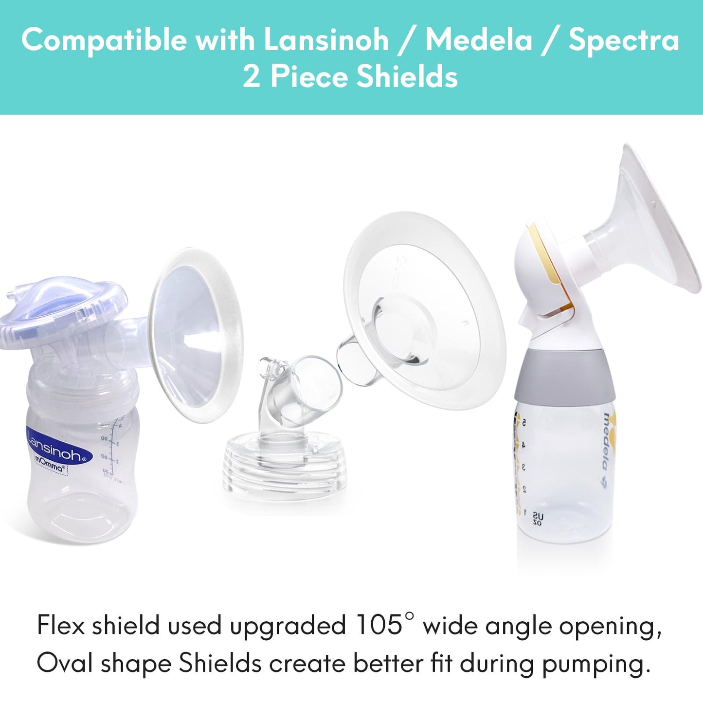 Replace Flanges 2-Pack Of 27Mm Breast Shields Compatible With Lansinoh, Medela, Spectra Breast Pumps, Pump Parts For Medela Brea