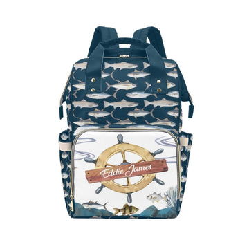 Noverbibi Custom Diaper Bag Backpack with Name Personalized Fishing Nappy Bag for Mommy Mother's Day Gift Customized Adjustable 