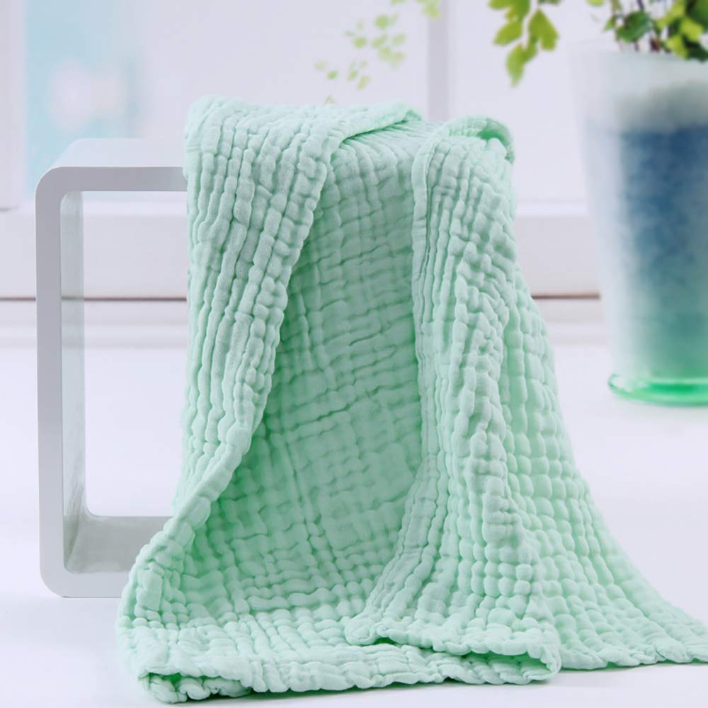 MomS Home Cotton Baby Super Soft Absorbent Muslin 6 Layer Wash Towel 100X100 Cm, (03 Years) Green