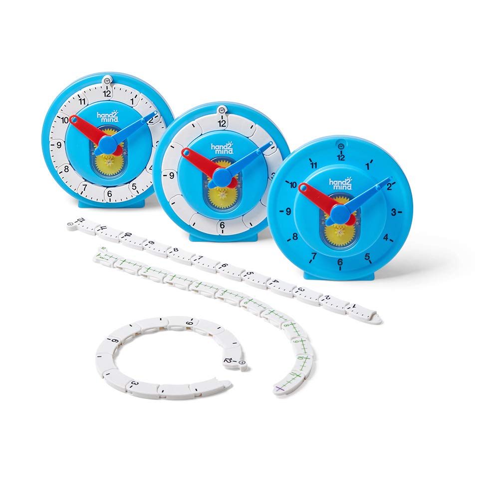 hand2mind Advanced NumberLine Clock, Telling Time Teaching Clock, Elapsed Time Clock, Analog Clock Learning for Kids, Middle Sch