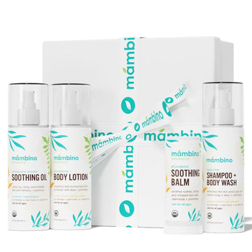 Mambino Organics Baby Arrival Essential Care Gift Set - New & Improved - Cruelty Free, Vegan & Non-Gmo 4Pc Set - Shampoo, Lotion