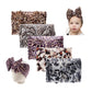 Nishine 5Pcs Baby Girls Soft Wide Leopard Hair Turban Head Wraps Kids Stretchy Knotted Bows Headband For Children Hair Accessori
