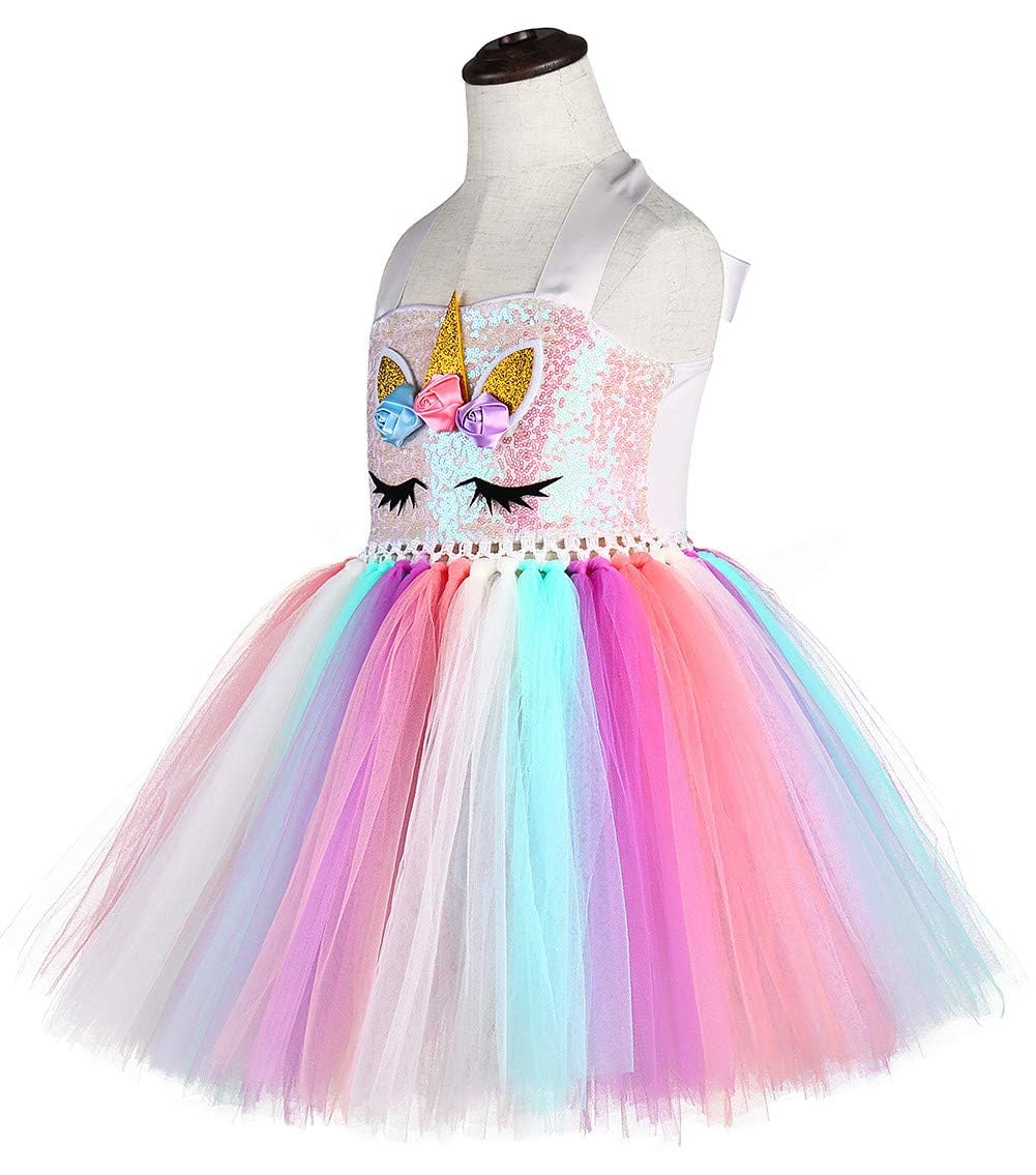 Tutu Dreams Unicorn Gifts For Girls Christmas Dress Pink Party Dresses Sequin Rainbow Tutu Flower Girl Birthday Party (Sequin Un