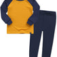 Vaenait Kids Toddler Long Sleeve Modal Sleepwear Pajamas 2Pcs Set Modalraglan Mustard&Blue Xxs