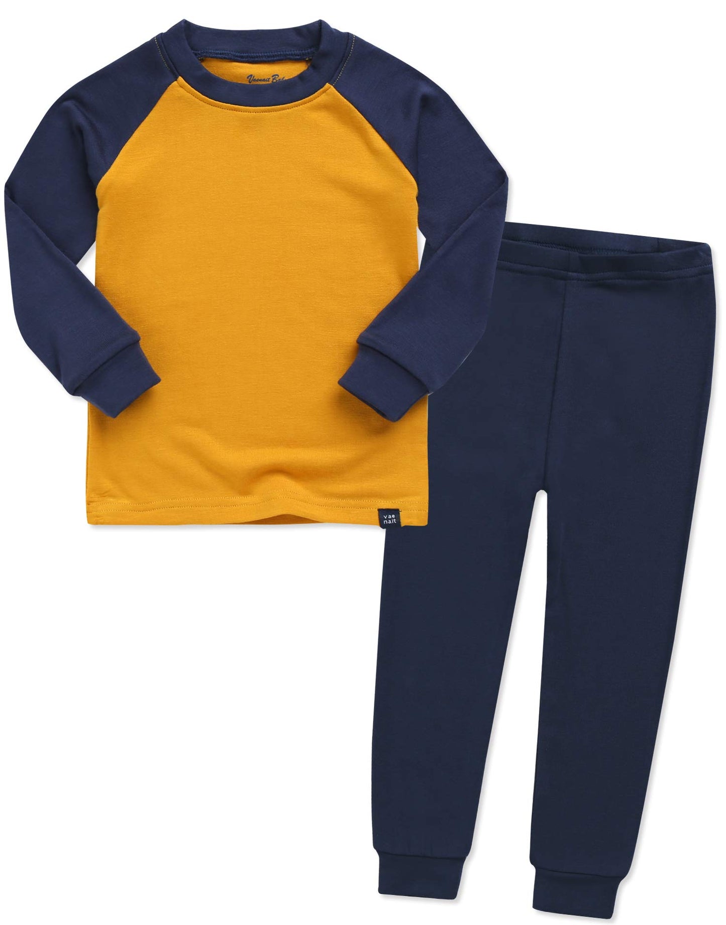Vaenait Kids Toddler Long Sleeve Modal Sleepwear Pajamas 2Pcs Set Modalraglan Mustard&Blue Xxs
