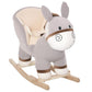 Qaba Kids Rocking Chair, Plush Ride On Rocking Horse Donkey with Sound, Wood Base Seat, Safety Belt, Baby Toddler Rocker Toy for