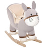 Qaba Kids Rocking Chair, Plush Ride On Rocking Horse Donkey with Sound, Wood Base Seat, Safety Belt, Baby Toddler Rocker Toy for