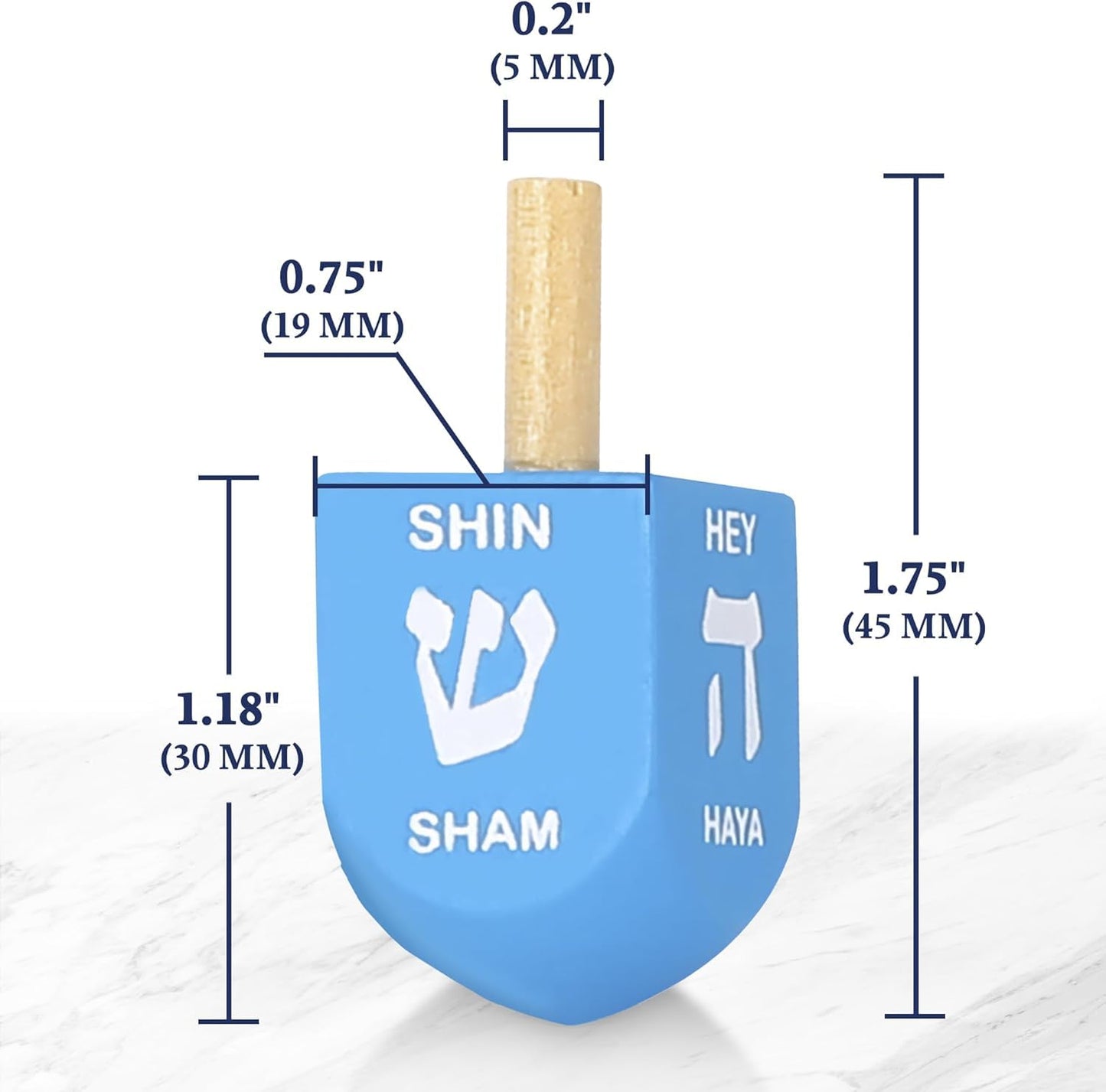 Zion Judaica Colored Wooden Dreidels 1.75' Medium Size Driedel 10 Pack Drydels In A Ziplock Bag Bulk Pack Colorful Dreidels Spi