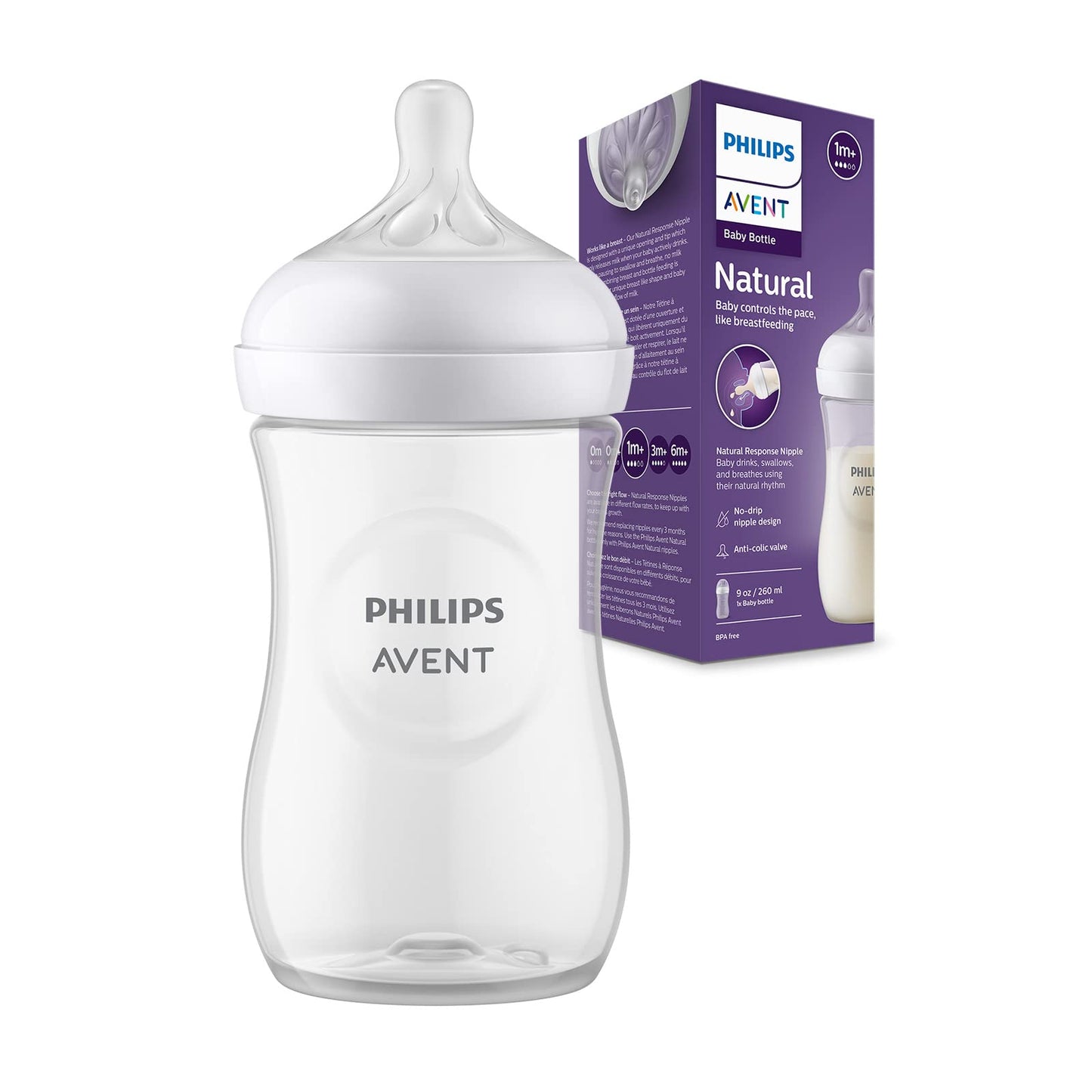 Philips Avent Natural Plastic Baby Feeding Bottle | No.1 Brand Recommended By Moms Worldwide | 1 Months+ Baby | Mimics Breastfee