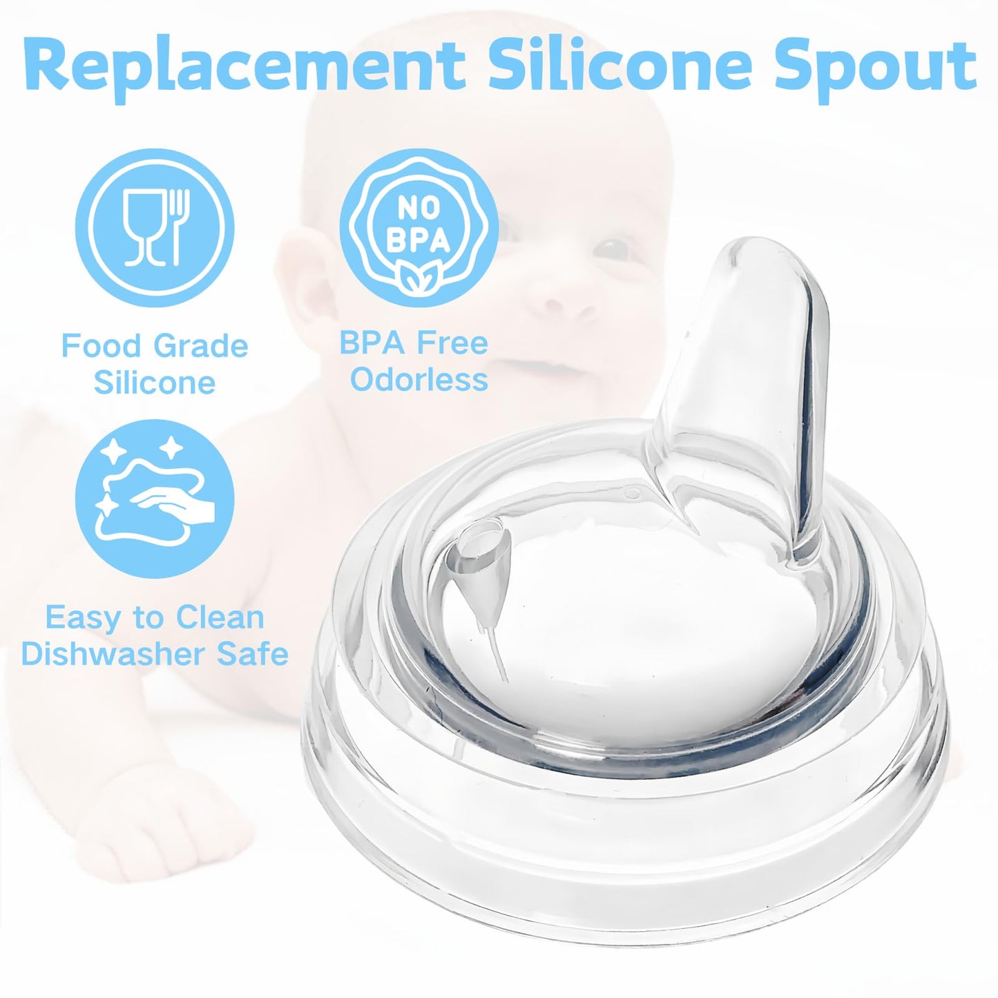 Sippy Spout Nipples Compatible With Philips Avent Natural Bottles, My Grippy Spout And Natural Trainer Sippy Cup, Soft Clear Foo