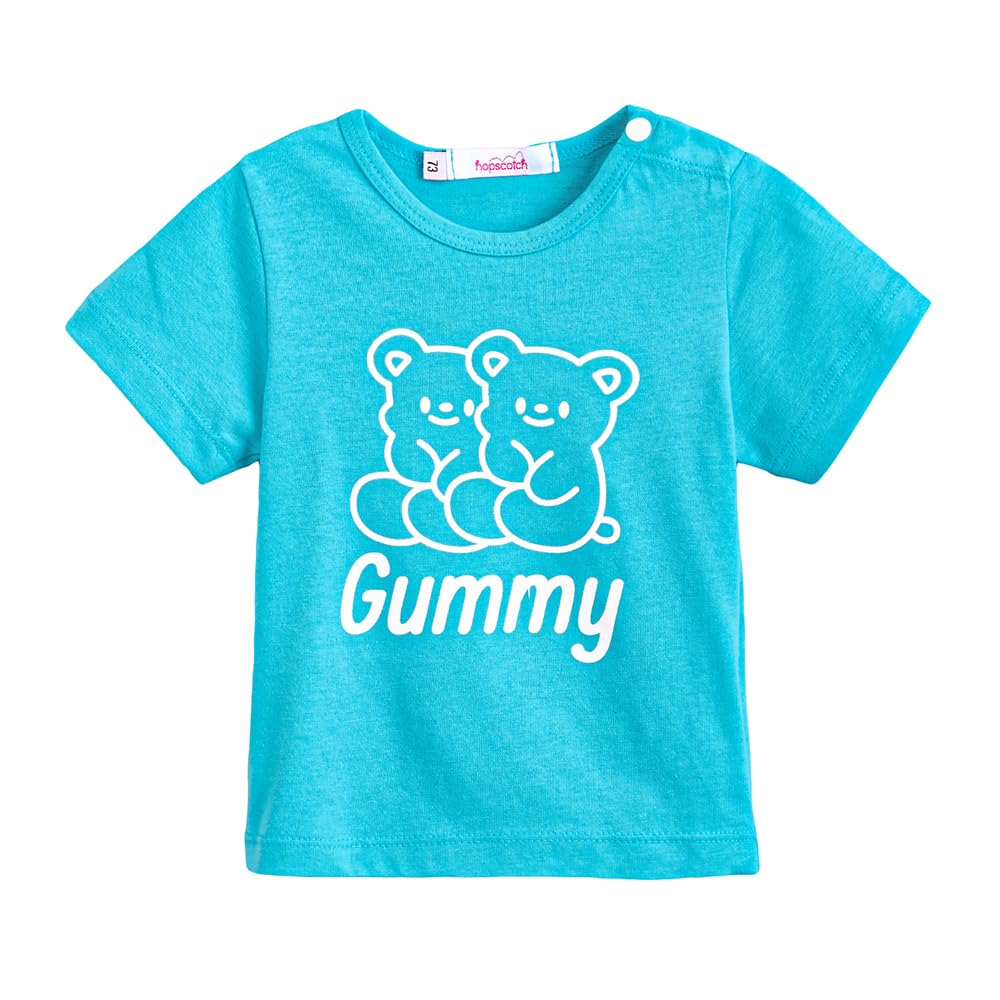 Hopscotch Baby Boys Animal Print Short Sleeves Blue Tees For Ages (69 Months)