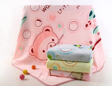 FIMALIA Soft Bath Towel Cotton Washcloth for New Born Baby,Infants and Toddlers(Colour & Prints May Vary)(Pack of 1) (Light Colo