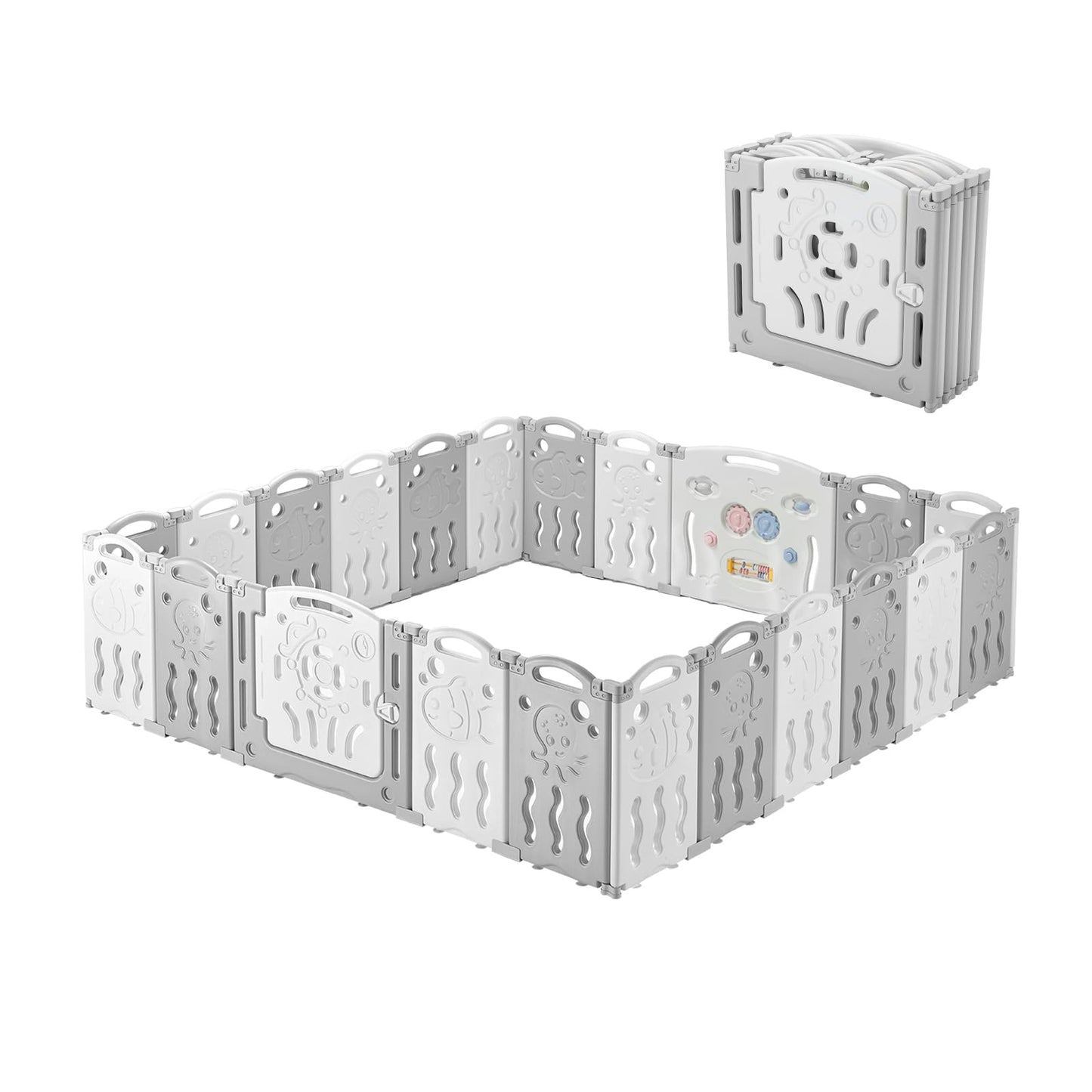 Albott Baby Playpen 22 Panel Foldable Baby Playpen Folding Play Pen Kids Activity Centre Safety Play Yard Home Adjustable Shape,