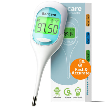 Boncare 9 Seconds Digital Basal Thermometer For Adults And Kids - Accurate Oral Thermometer With Fever Alarm, Rectal Thermometer