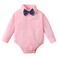 Sobowo Baby Boy Button Down Shirt Infant Formal Dress Shirt Bodysuit Long Sleeve Button Up One-Piece Romper Jumpsuit Valentines