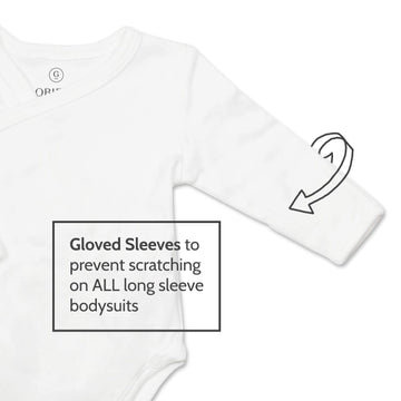 Baby Side Snap Bodysuit Set, Long Sleeve Cotton Boy Girl Kimono Onesie, 4 Pack - White-Long Sleeve, 6-12 Months