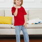 Cosland Boys Red T-Shirt Solid Color Tee For Kids, X-Small