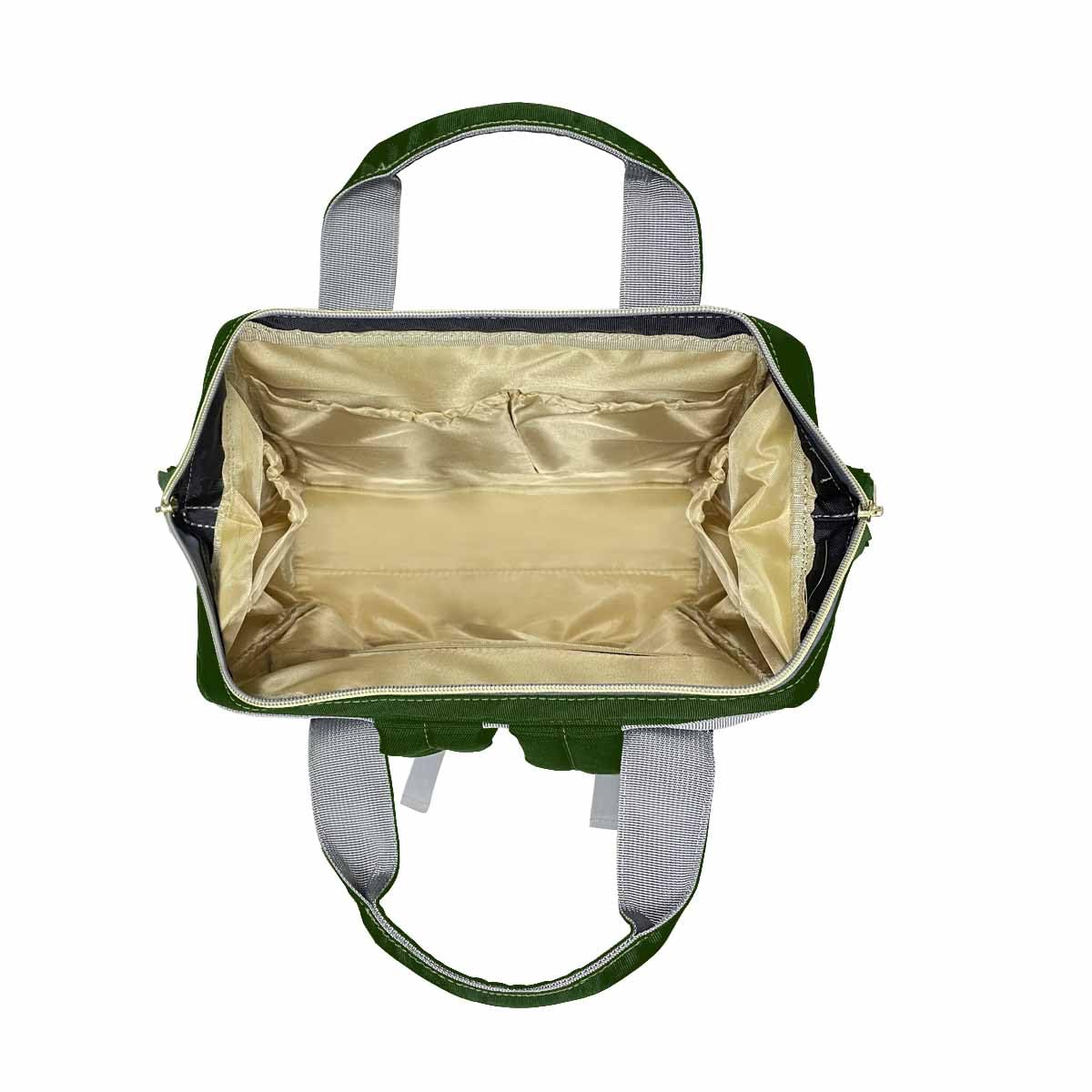 Custom Diaper Bag Backpack, Personalized Dark Green Backpack With Name Mummy Nappy Baby Bag Multifunctional Shoulders Bag Casual