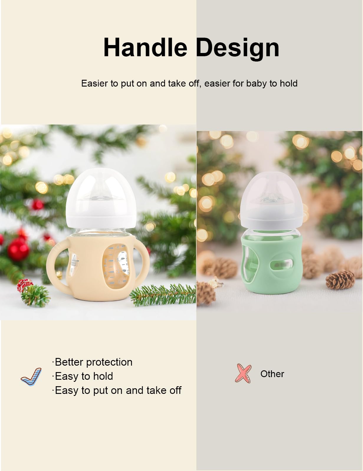 2-Pack Silicone Sleeves For Philips Avent Glass Bottles, Bpa-Free Drop-Resistant Baby Bottle Sleeves With Handles, Compatible Wi
