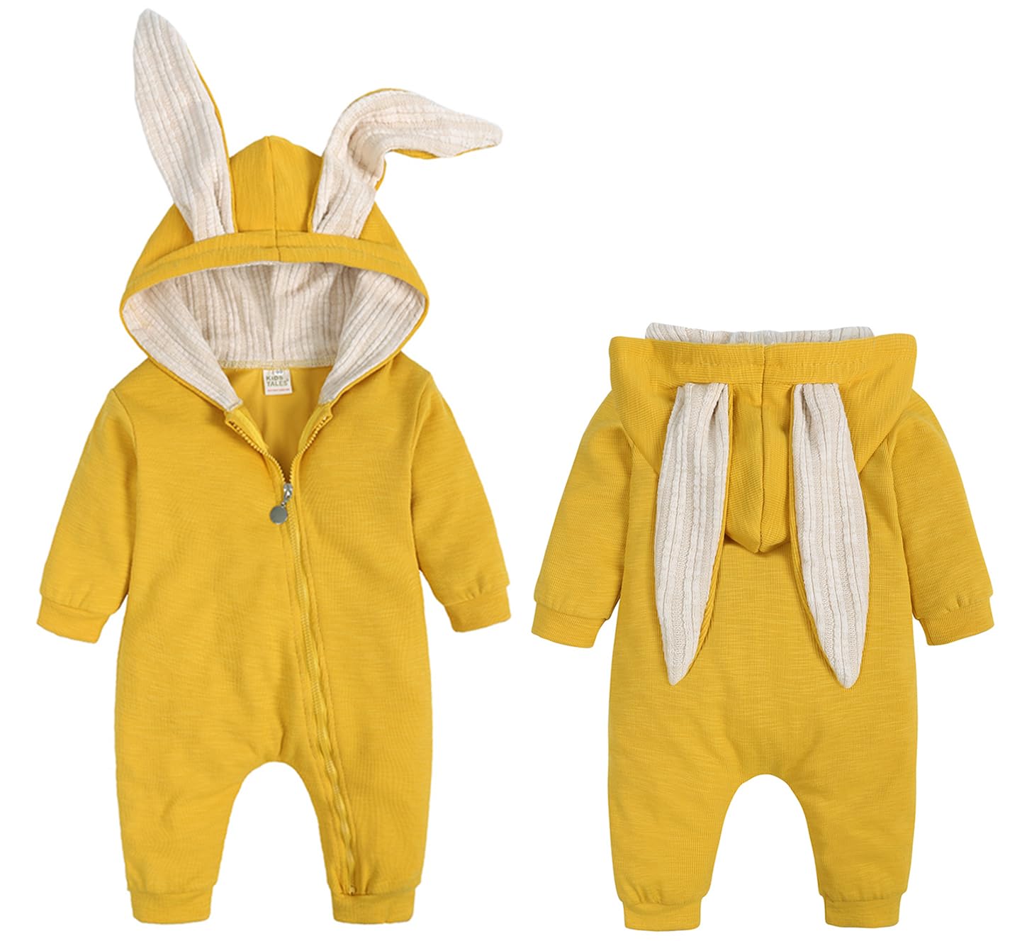 Agqt Baby Boys Bunny Costume 1St Easter Outfit Halloween Animal Costume One Piece Romper Rabbit Ear Bodysuits Hoodie Yellow Size