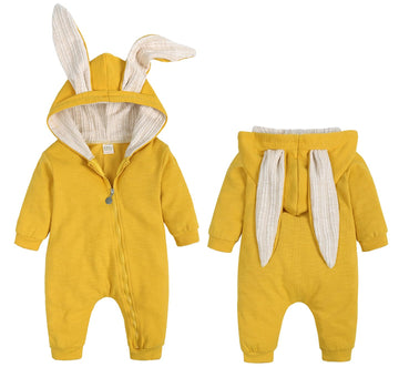 Agqt Baby Boys Bunny Costume 1St Easter Outfit Halloween Animal Costume One Piece Romper Rabbit Ear Bodysuits Hoodie Yellow Size