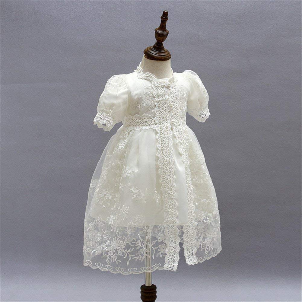 Coozy Baby Girl Christening Baptism Gowns Toddler Princess Wedding Special Occasion Dress 3Pcs Outfits (Ivory, 6M/6-12Months)