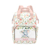 Noverbibi Custom Name Diaper Bag Customized Floral Elephant Mommy Nappy Bags with Multi Pocket & Large Capacity Personalized Nap