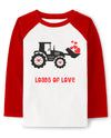 Valentine Shirts Toddler Boys Girls Contrast Raglan Long Sleeve Tees Kids Loads Of Love Heart Tractor Tops 4T