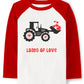 Baby Boys Girls Valentine Shirts Raglan Long Sleeve Tees Toddler Loads Of Love Heart Tractor Graphic Tops 3T