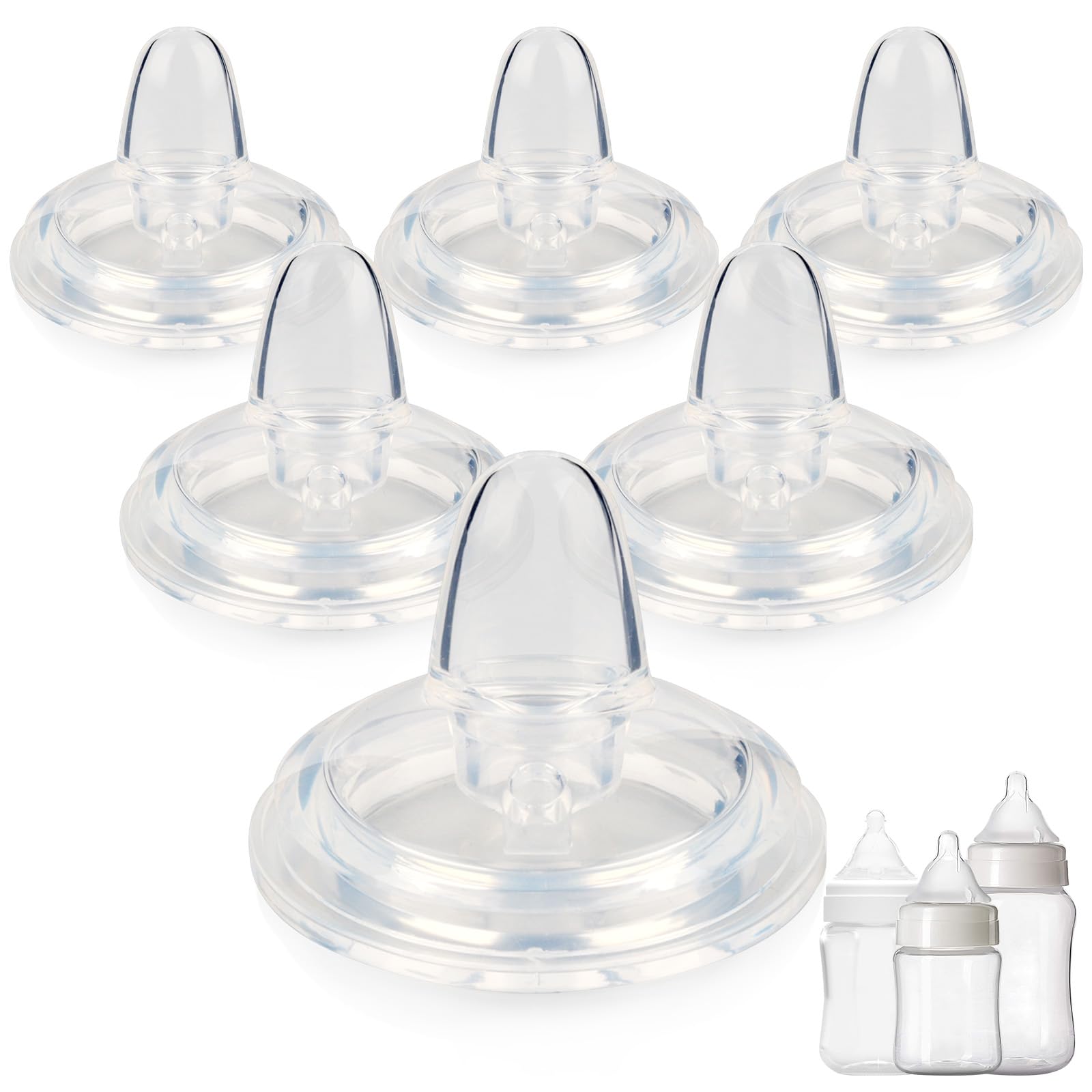 Sippy Spout Nipple for Evenflo Balance Plus Wide Neck Baby Bottles&Glass Bottle,Variable Flow, Silicone Conversion Nipples,6+ Mo