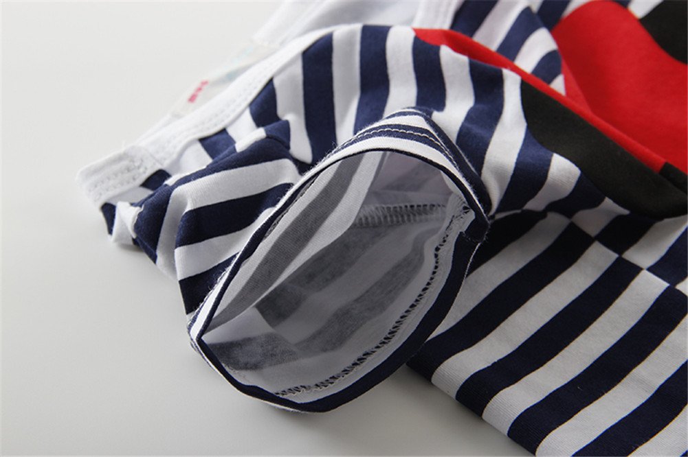 Mud Kingdom Cute Toddler Girl Outfits 3T Red Summer Stripe