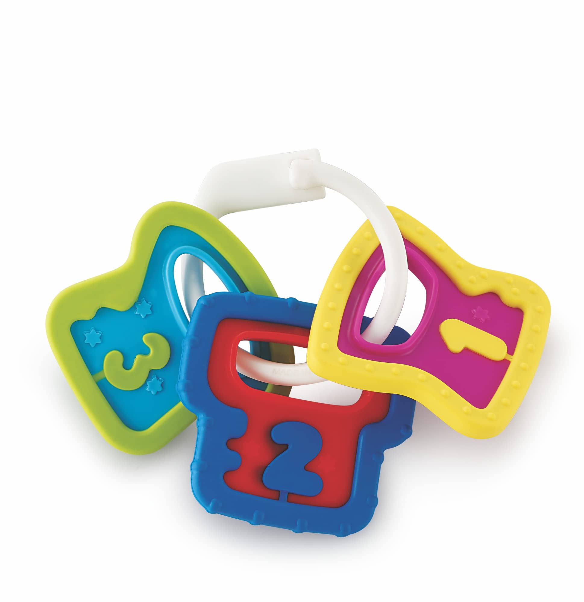 Beebaby Hard & Soft Key Toys Teether For 3+ Months Toddler. 100% BpaFree, Teether Cum Plastic Rattle With Textured Surface To M