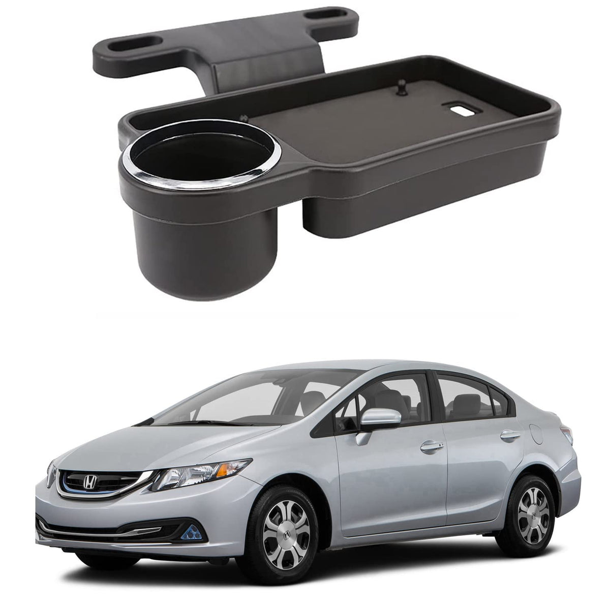 Oshotto (FT04) Foldable Car Auto Headrest Rear Back Seat Table Drink Food Cup Tray Holder Compatible with Honda Civic  Black