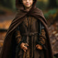 Homelex Brown Renaissance Costume For Boys - Kids Medieval Cloak With Hood Halloween Ranger Wizard Elven Hooded Cape Robe
