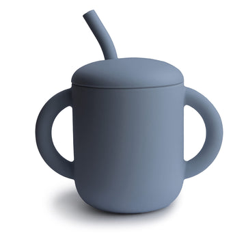 Mushie 100% Silicone Training Cup & Straw For Toddlers | 6 Months+ (Tradewinds)