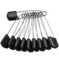 50 Pcs Diaper Pins, Plastic Head Safety Pin With Safe Locking Closures (Black)