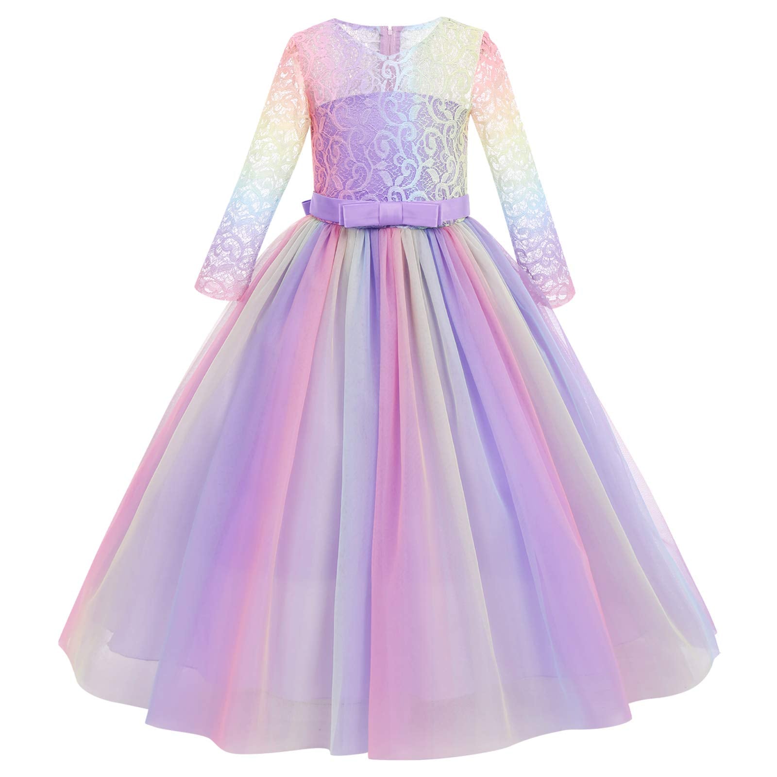 Toddler Girls Floral Lace Tulle Communion Pageant Holiday Dresses Kids Big Girls Princess Birthday Carnival Christmas Baptism Ch