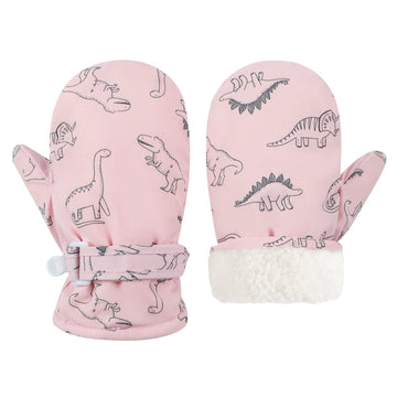 Fynnsure Toddler Mittens Lined Fleece Snow Gloves For Boys Girls Kids Winter Ski Gloves Baby Mittens Pink 1-2 Years