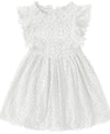 Rjxdlt Toddler Girls Elegant Lace Pom Pom Flutter Sleeve Party Princess Dress 4 Years White 382