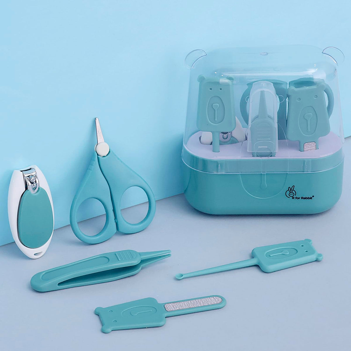 R For Rabbit Stylo Teddy New Born Baby 5 In1 Nail Grooming Kit For Baby Manicure Set With Kids Nail Cutter,Tweezer, Filer, Ear P