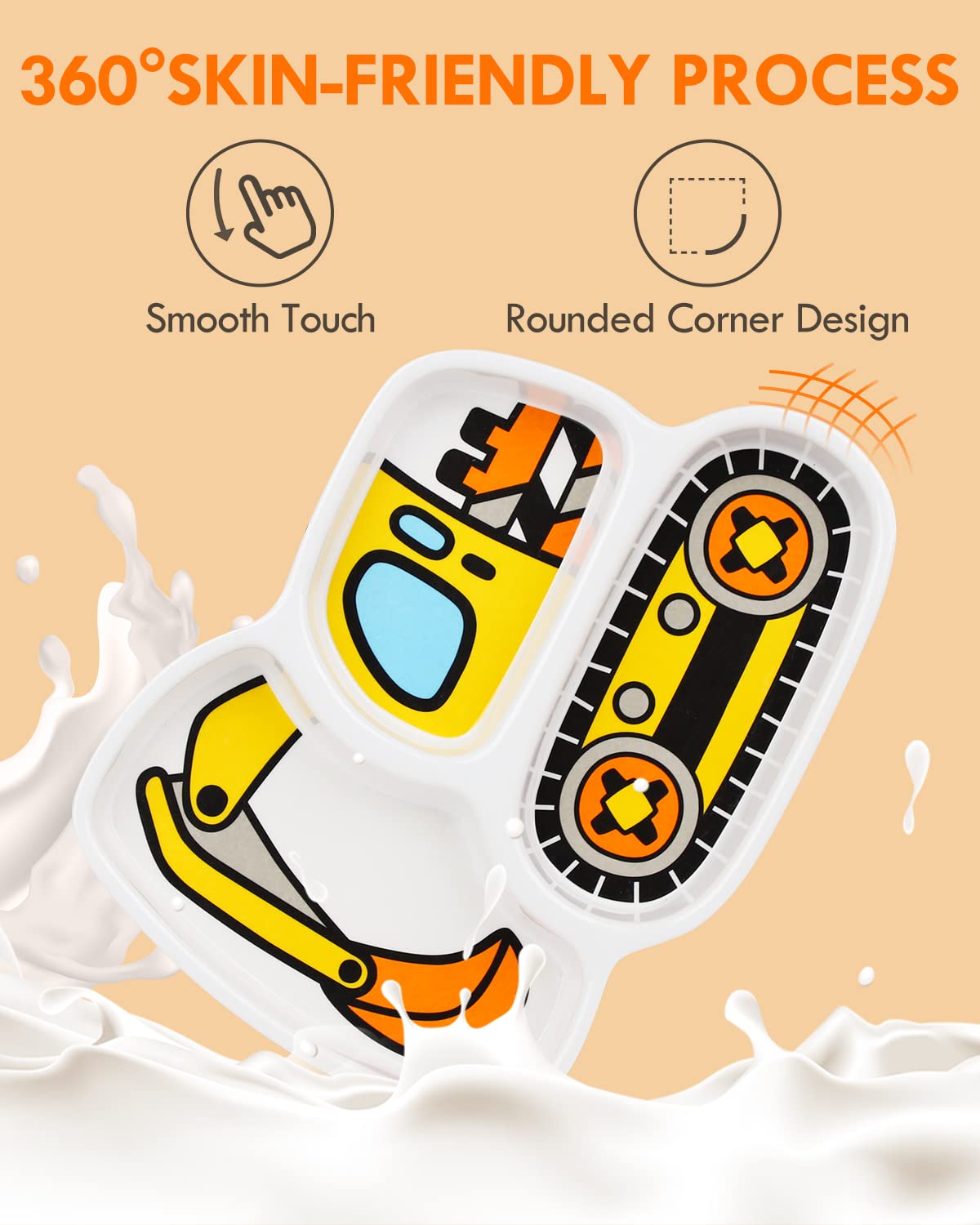 Lehoo Castle Kids Plates And Bowls Sets, Kids Dinnerware Set Includes Plate, Bowl, Cup And Tableware, Made Of Durable Material,